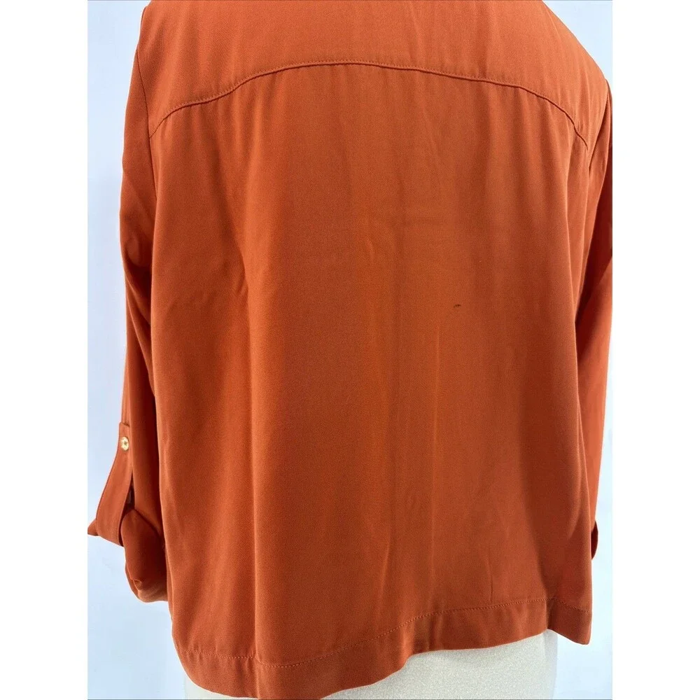 MICHAEL Michael Kors Relaxed Boxy Fit Button Down Orange Top Sz Med